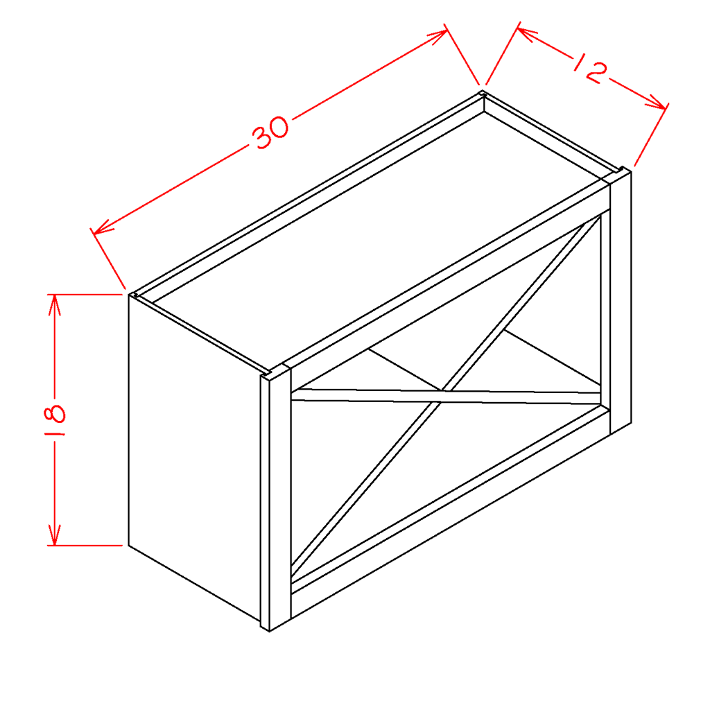 Natural Shaker Wine X Rack Wall Cabinet - 30"W x 18"H x 12"D