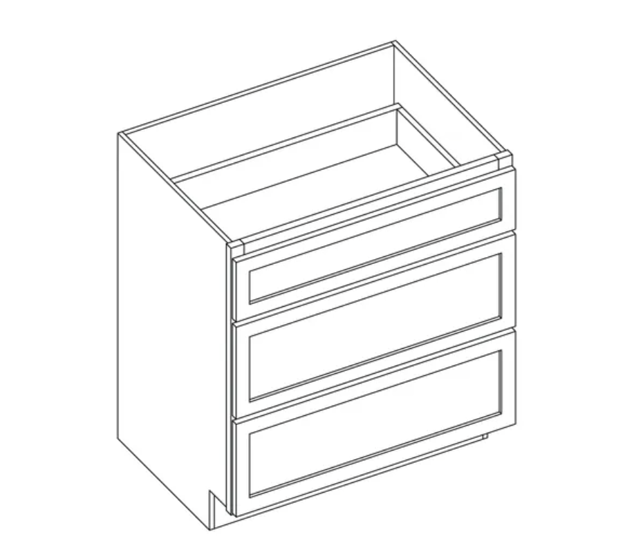 Sage Green Shaker Drawer Base Cabinet - 33" W