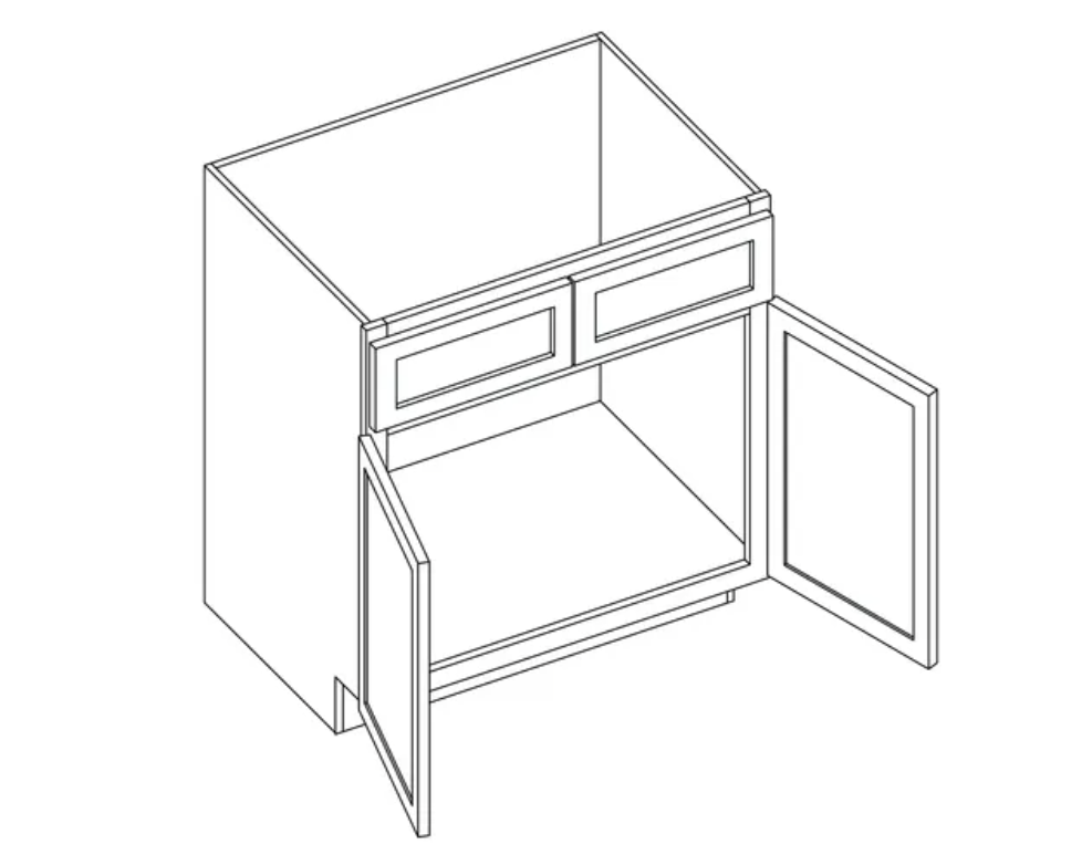 Florence Grey Shaker Double Door Vanity Cabinet - 24"W x 34-1/2"H