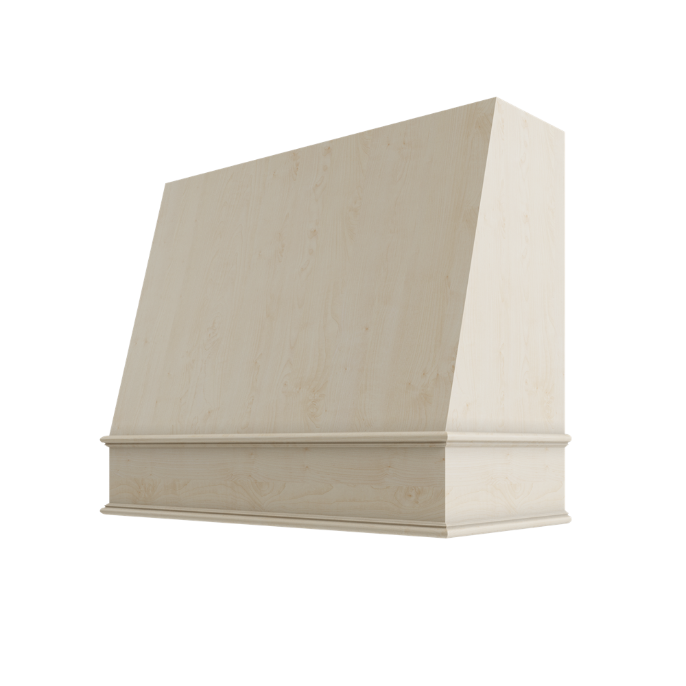 Wood Wall Mount Range Hood with Classic Trim – Angled Style