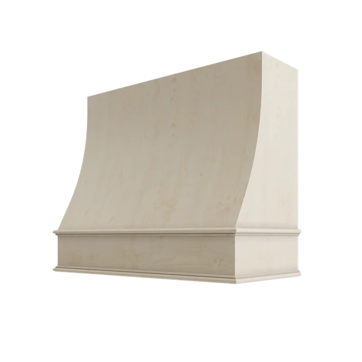 Wood Wall Mount Range Hood with Classic Trim – Sloped Style
