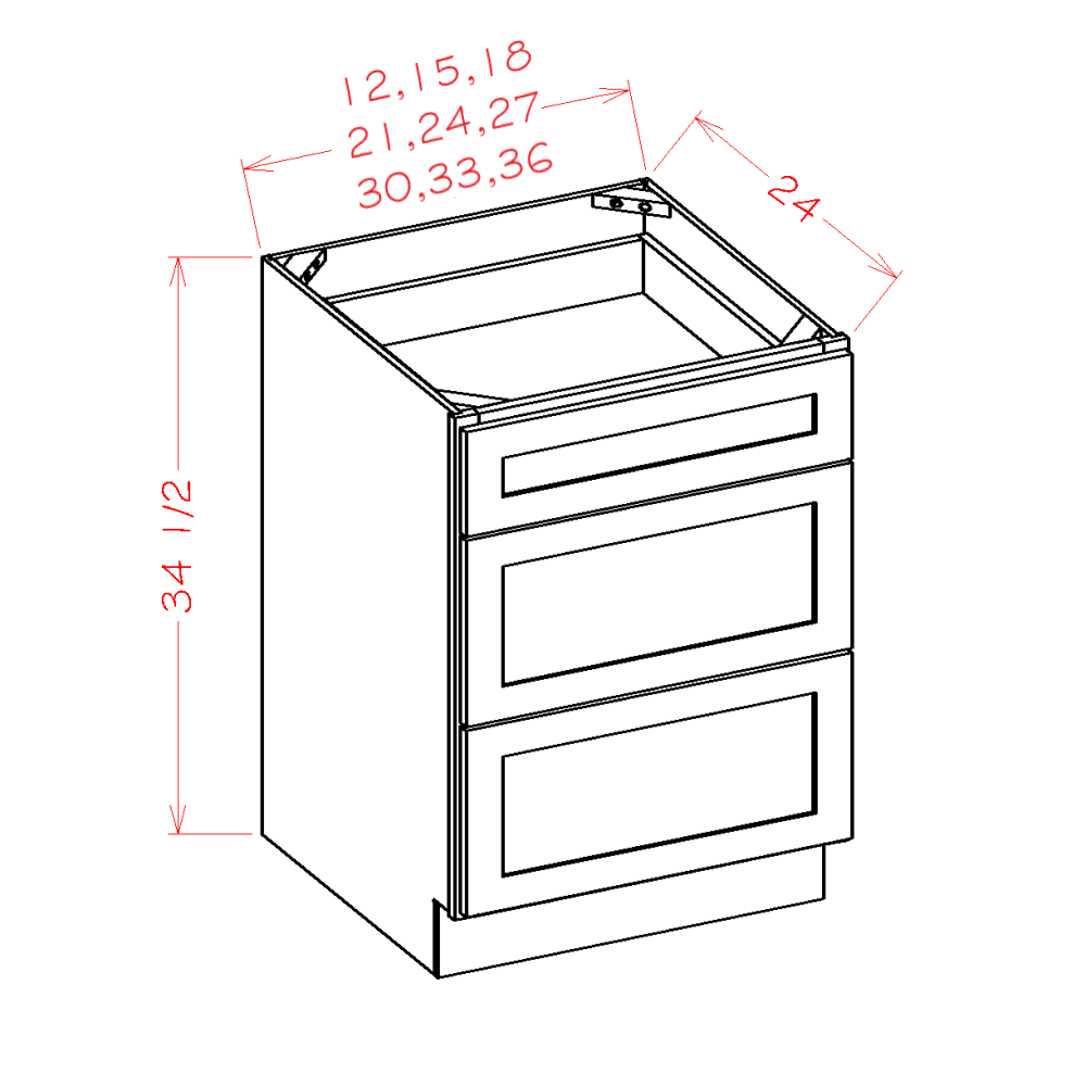 Cinder Shaker Drawer Base Cabinet - 12"W