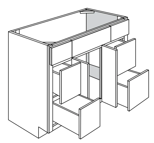 Rustic Slab Double-Door Vanity Cabinet W/ 4x Drawers 48"W