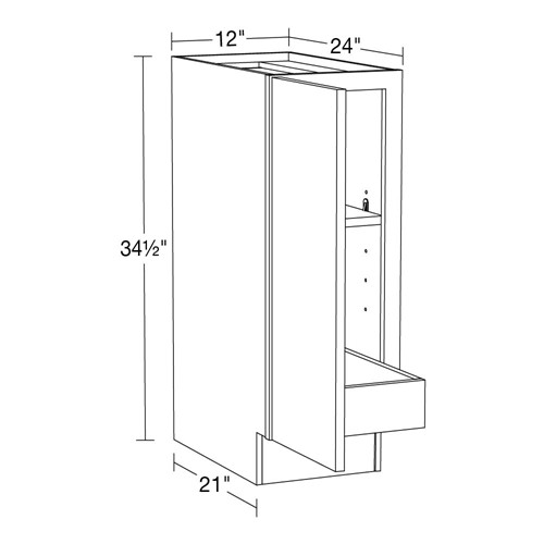 Lexington Blue Shaker Base Full Height 12" 1 Rollout 