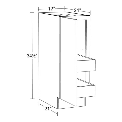 Lexington Blue Shaker Base Full Height 12" 2 Rollout 