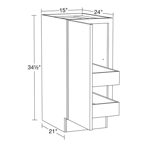 Lexington Blue Shaker Base Full Height 15" 2 Rollout 