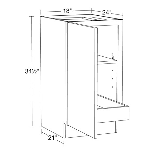 Lexington Blue Shaker Base Full Height 18" 1 Rollout 