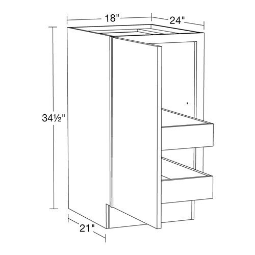 Lexington Blue Shaker Base Full Height 18" 2 Rollout 