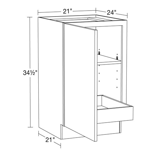 Lexington Blue Shaker Base Full Height 21" 1 Rollout 