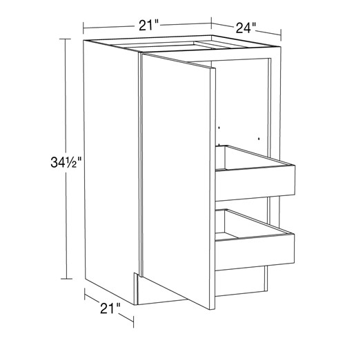 Lexington Blue Shaker Base Full Height 21" 2 Rollout 