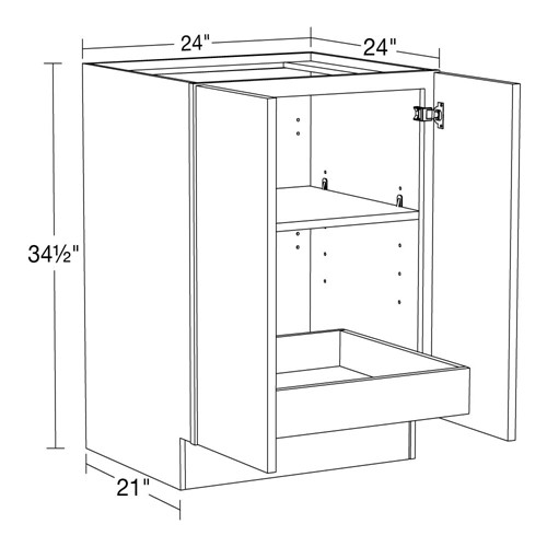 Lexington Blue Shaker Base Full Height 24" 1 Rollout