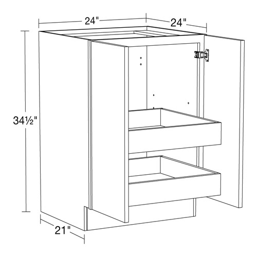 Lexington Blue Shaker Base Full Height 24" 2 Rollout