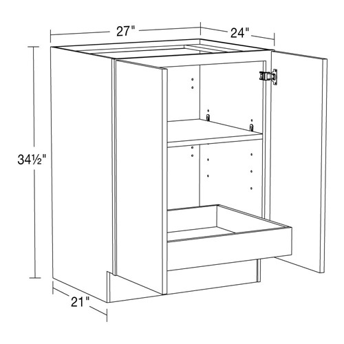 Lexington Blue Shaker Base Full Height 27" 1 Rollout