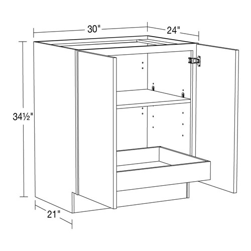 Lexington Blue Shaker Base Full Height 30" 1 Rollout