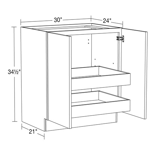 Lexington Blue Shaker Base Full Height 30" 2 Rollout