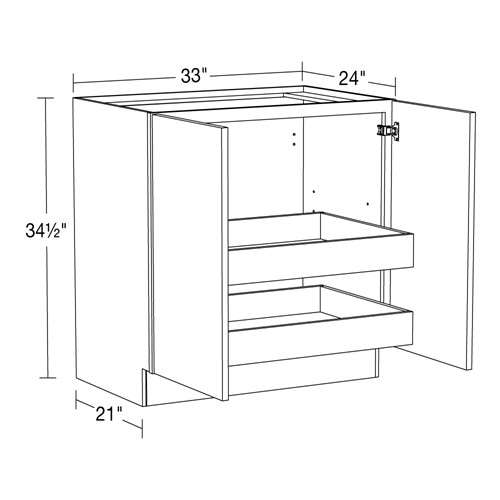 Lexington Blue Shaker Base Full Height 33" 2 Rollout