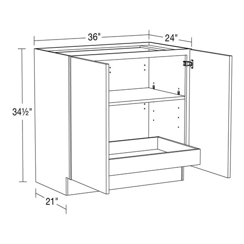 Lexington Blue Shaker Base Full Height 36" 1 Rollout