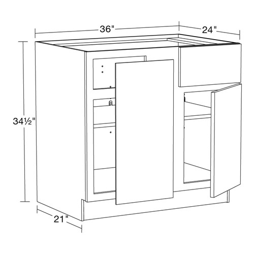 Lexington Blue Shaker Base Blind Corner w/Drawer 42"