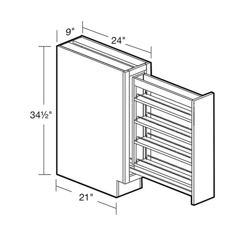Lexington Blue Shaker Spice Pullout Cabinet - 9"