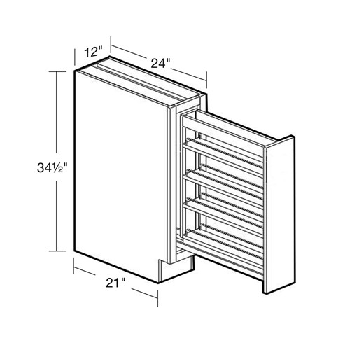 Lexington Blue Shaker Spice Pullout Cabinet - 12"
