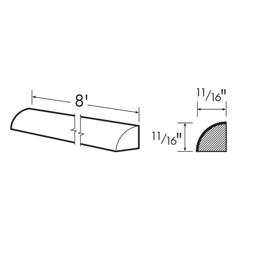 Lexington Blue Shaker Quarter Round 8' x 3/4" x 3/4"