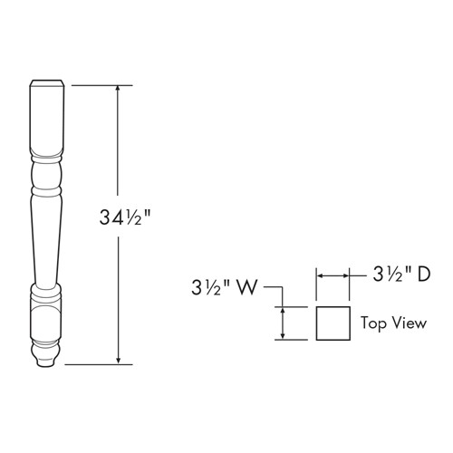 Lexington Blue Shaker Spdl 34 1/2" x 3 1/2" x 3 1/2"