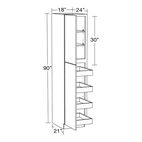 Lexington Blue Shaker Utility 18" x 24" x 90" 4 Rollout 