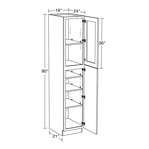 Lexington Blue Shaker Utility 18"x24"x90" With Glass Doors
