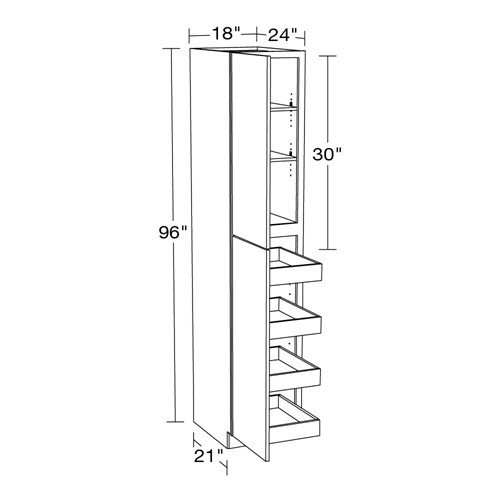 Lexington Blue Shaker Utility 18" x 24" x 96" 4 Rollout 