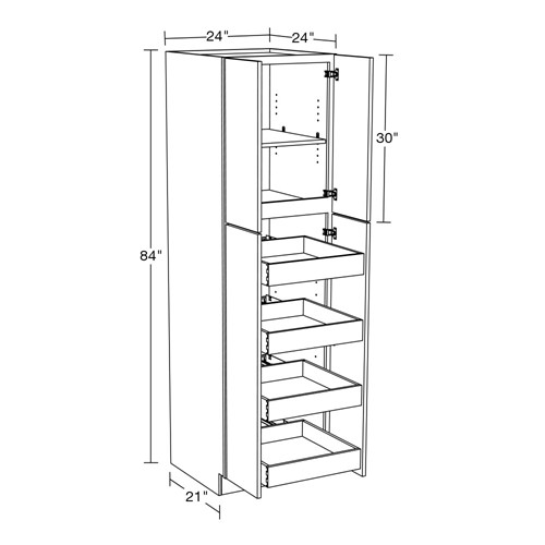 Lexington Blue Shaker Utility 24" x 24" x 84" 4 Rollout