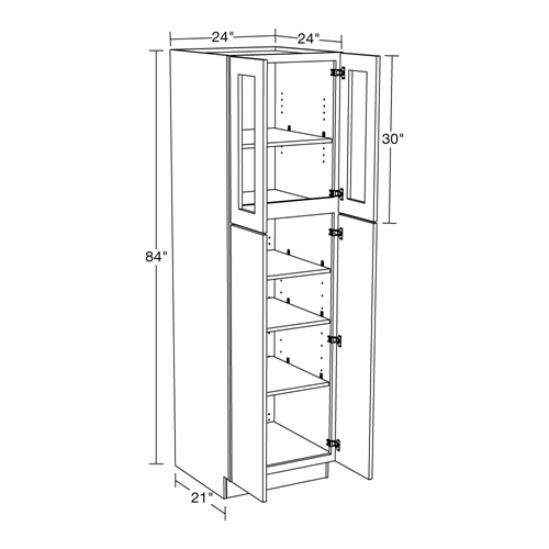 Lexington Blue Shaker Utility 24"x24"x84" with Glass Doors