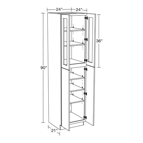 Lexington Blue Shaker Utility 24"x24"x90" with Glass Doors
