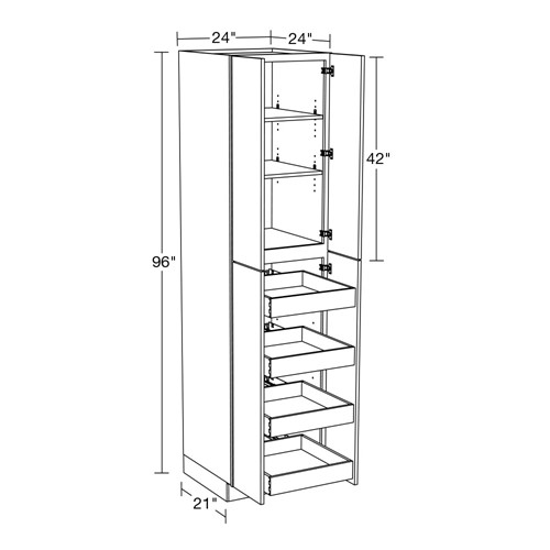 Lexington Blue Shaker Utility 24" x 24" x 96" 4 Rollout Tray