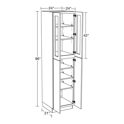 Lexington Blue Shaker Utility 24"x24"x96" with Glass Doors