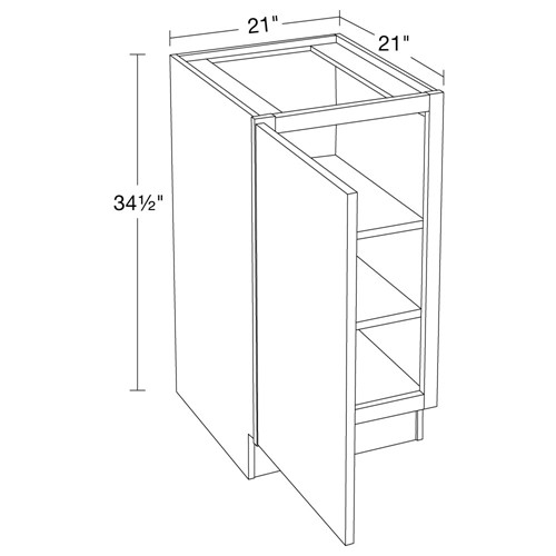 Lexington Blue Shaker Vanity Base Full Height Doors 21"