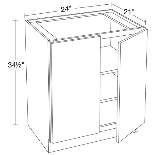 Lexington Blue Shaker Vanity Base Full Height Doors 24"