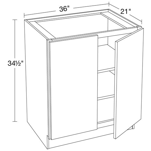 Lexington Blue Shaker Vanity Base Full Height Doors 36"