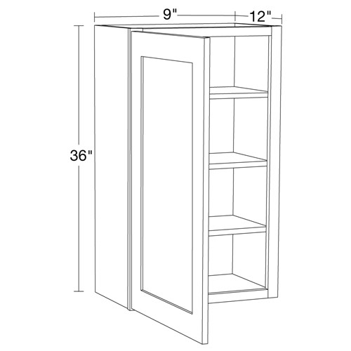 Lexington Blue Shaker Wall 9"x36" with Glass Doors
