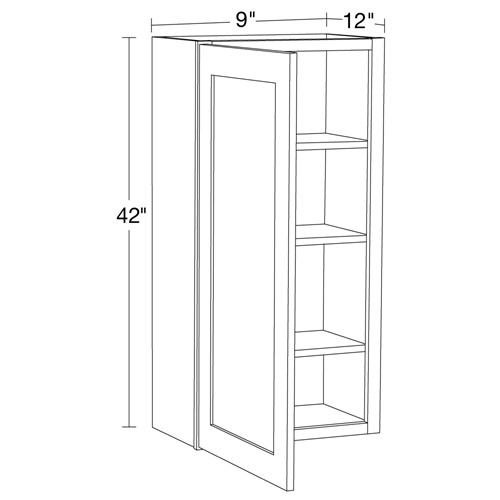 Lexington Blue Shaker Wall 9"x42" with Glass Doors