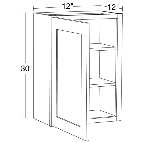 Lexington Blue Shaker Wall 12"x30" with Glass Doors