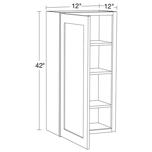 Lexington Blue Shaker Wall 12"x42" with Glass Doors