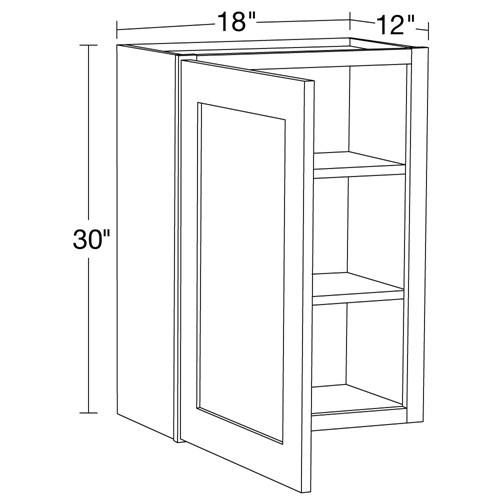 Lexington Blue Shaker Wall 18"x30" with Glass Doors