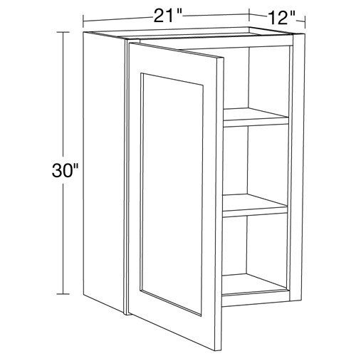 Lexington Blue Shaker Wall 21"x30" with Glass Doors