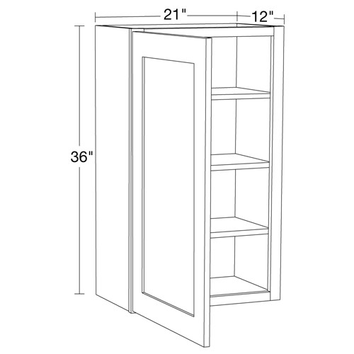 Lexington Blue Shaker Wall 21"x36" with Glass Doors