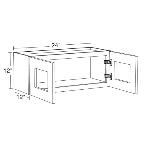 Lexington Blue Shaker Wall 24"x12" with Glass Doors