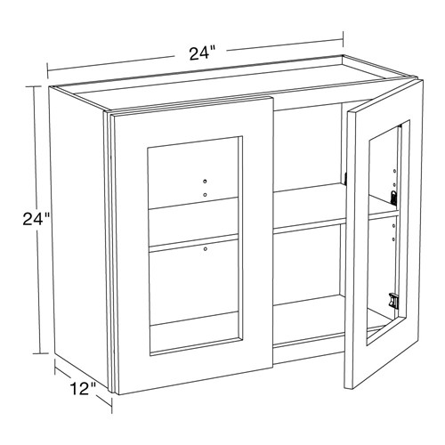 Lexington Blue Shaker Wall 24"x24" with Glass Doors