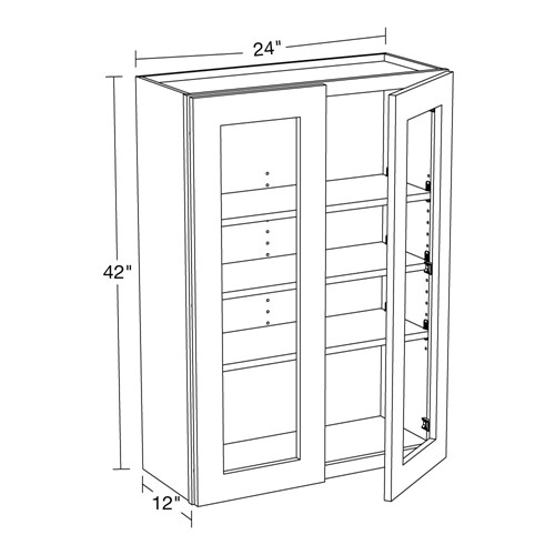 Lexington Blue Shaker Wall 24"x42" with Glass Doors