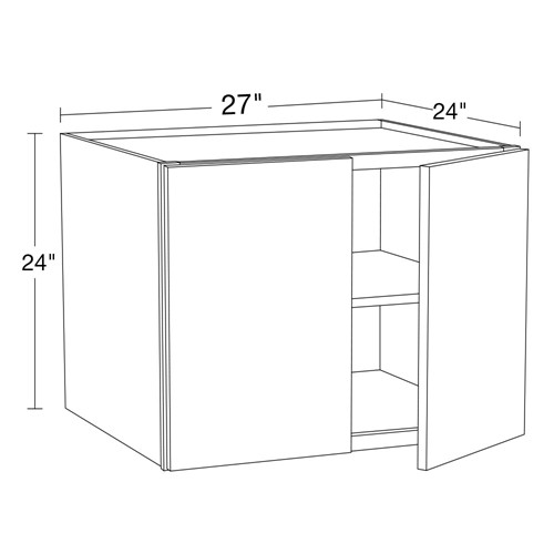 Lexington Blue Shaker Wall Cabinet - 27" x 24" x 24"