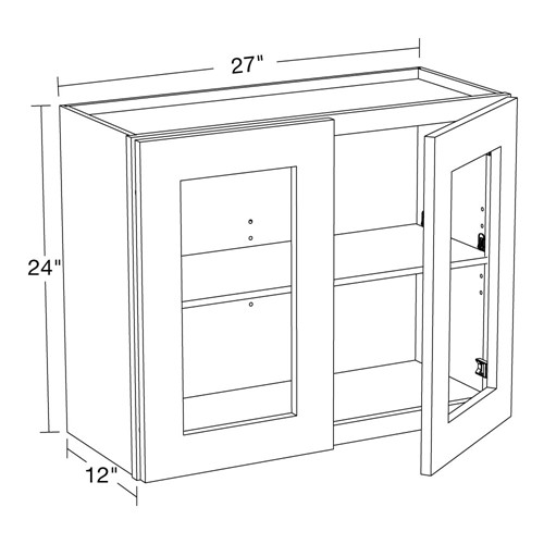 Lexington Blue Shaker Wall 27"x24" with Glass Doors