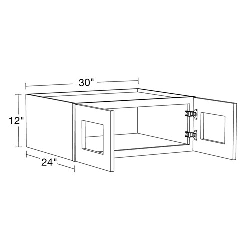 Lexington Blue Shaker Wall 30wx24dx12h with Glass Doors